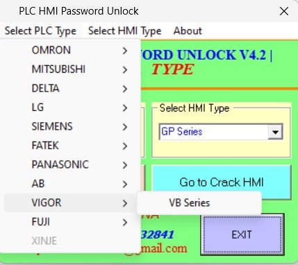 vigor plc password unlock