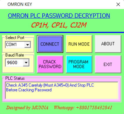 omron cp1h plc password unlock