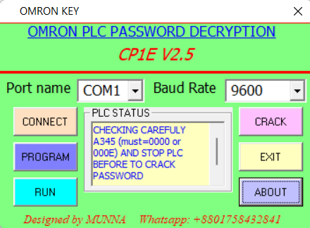 omron cp1e plc password unlock