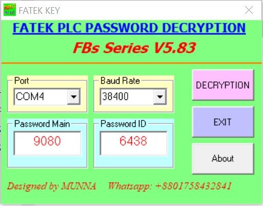 Fatek FBS series PLC password crack free download