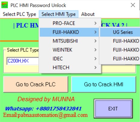 Fuji Hakko HMI UG series password unlock software free download