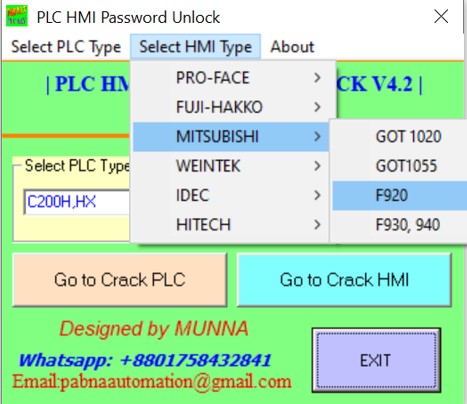 Mitsubishi F920 HMI password unlock Free Download