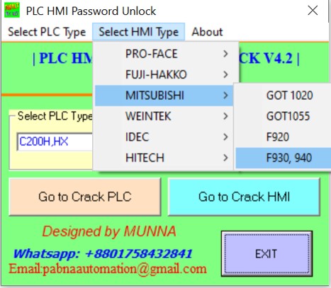 Mitsubishi F940 HMI password unlock Free Download